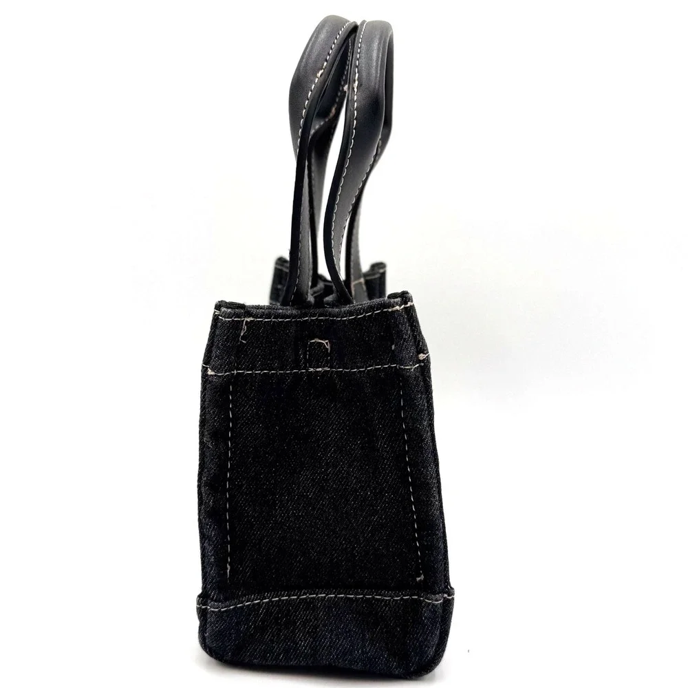 True Religion Black Denim Mini Tote Crossbody Bag Y2K Handbag Horseshoe Logo